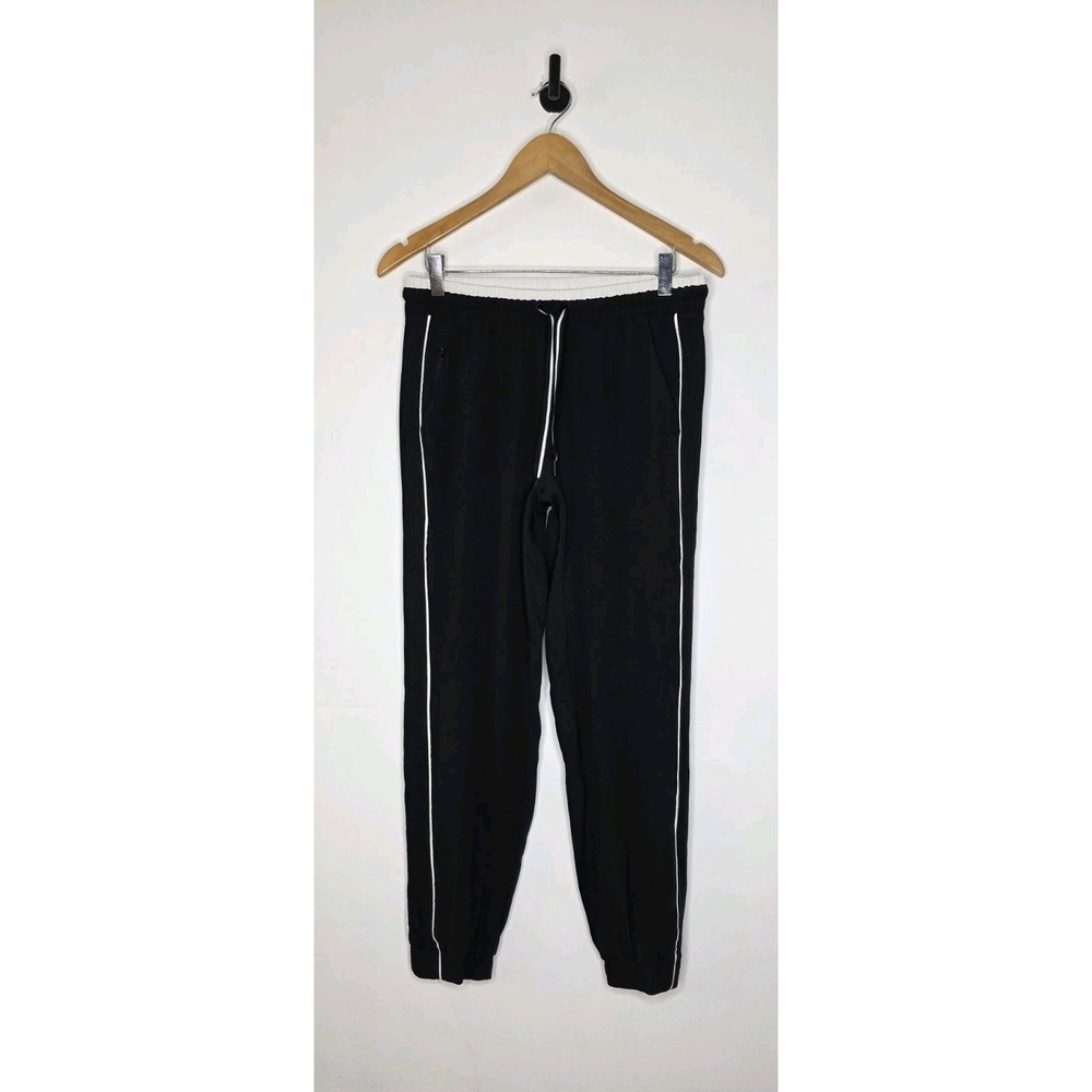 Athleta‎ Brooklyn Jogger Pants In Black /White Piping Women's Size 4